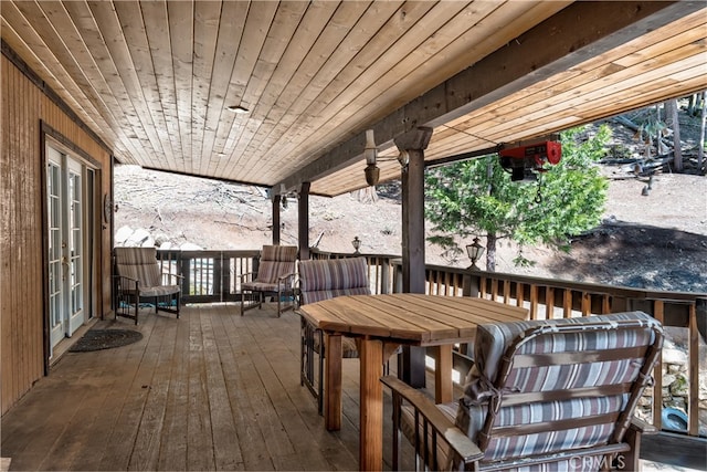 7226 Yosemite Park Way, Yosemite, CA 95389 - wooden terrace with french doors