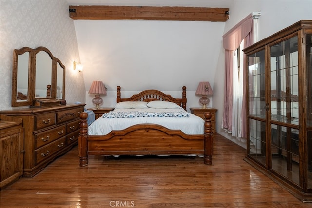 7226 Yosemite Park Way, Yosemite, CA 95389 - bedroom featuring beamed ceiling and dark hardwood / wood-style flooring