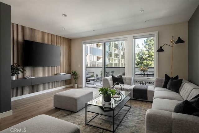 living room featuring hardwood / wood-style floors