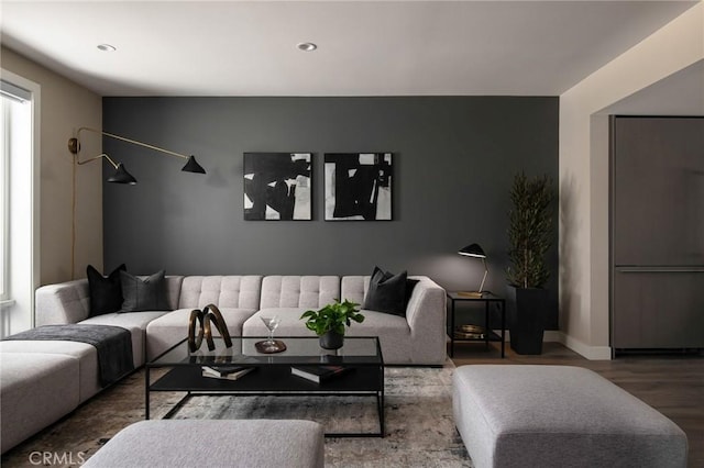 380 Cordova St Unit 506, Pasadena, CA 91101 - living area featuring wood finished floors, recessed lighting, and baseboards