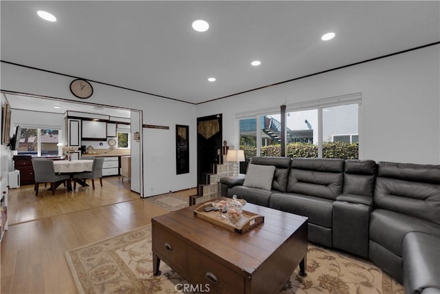 living room featuring light hardwood / wood-style flooring