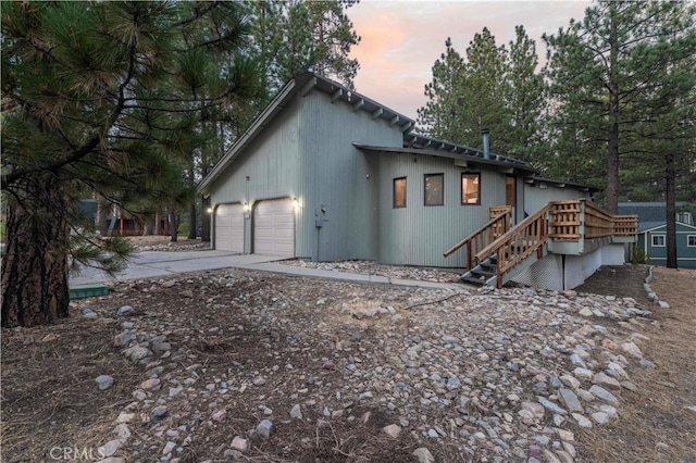 exterior space featuring a garage