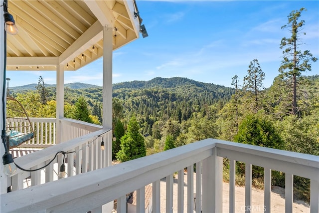 balcony featuring a mountain view