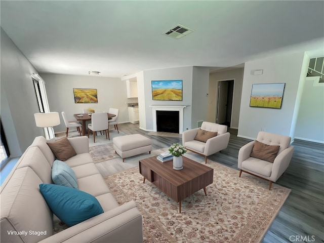 living room with hardwood / wood-style floors