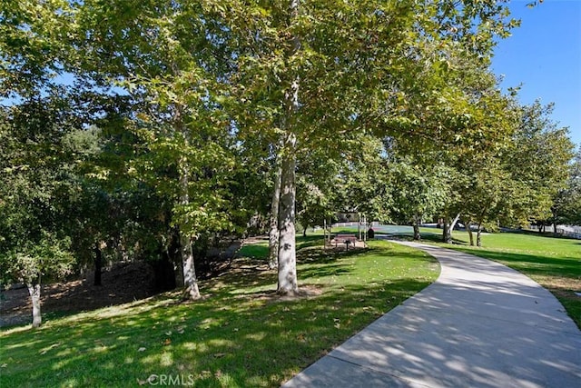 view of home's community with a lawn