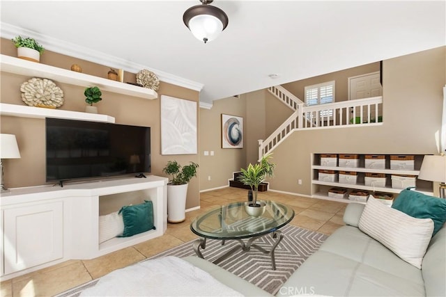 view of tiled living room