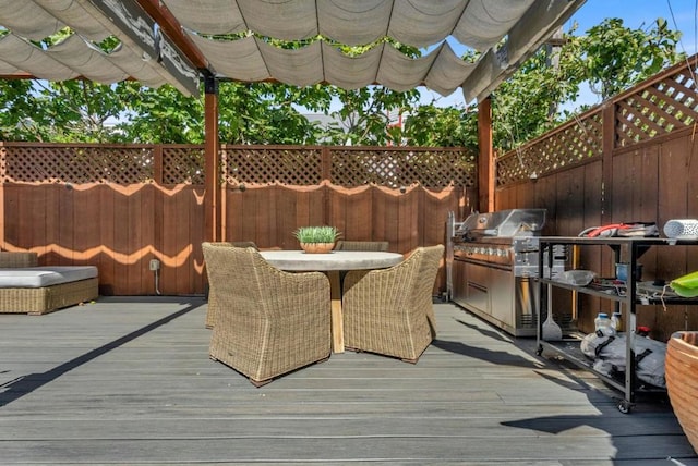 wooden terrace featuring a pergola