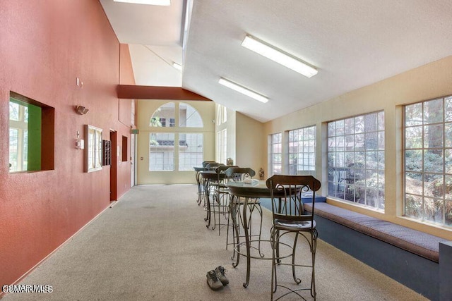 sunroom with a healthy amount of sunlight and vaulted ceiling