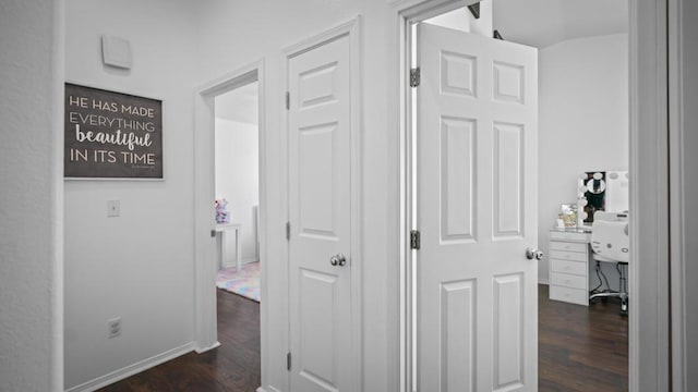 corridor featuring dark hardwood / wood-style floors