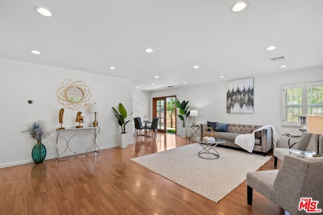 living room featuring light wood-type flooring