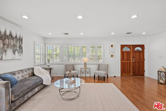 living room with light wood-type flooring and a healthy amount of sunlight