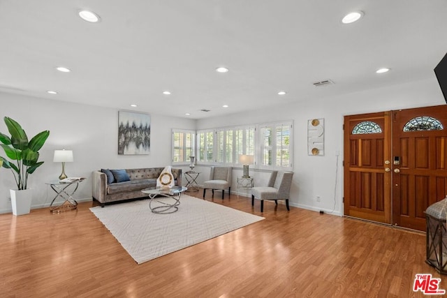 living room featuring light hardwood / wood-style flooring