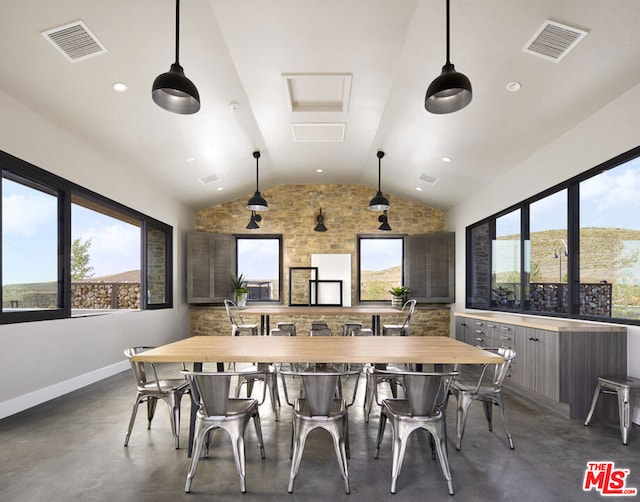 interior space with lofted ceiling and a wealth of natural light