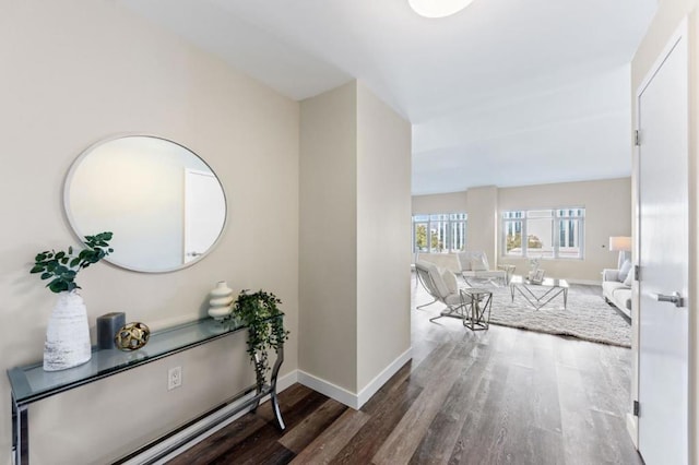 hall featuring dark hardwood / wood-style flooring