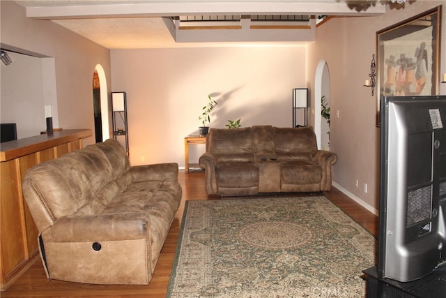 living room featuring hardwood / wood-style floors