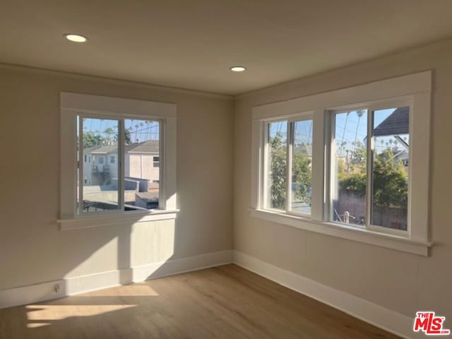 spare room featuring hardwood / wood-style flooring and a wealth of natural light