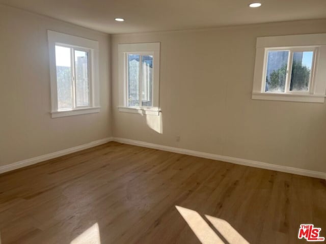 spare room with wood-type flooring