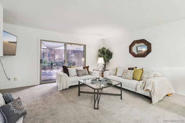 living room with carpet floors