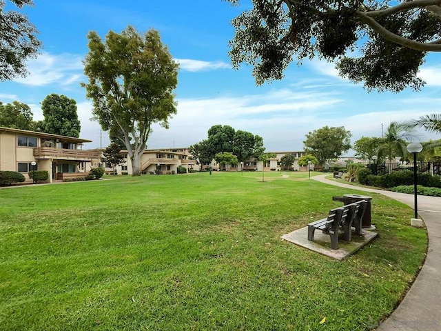 view of community featuring a lawn