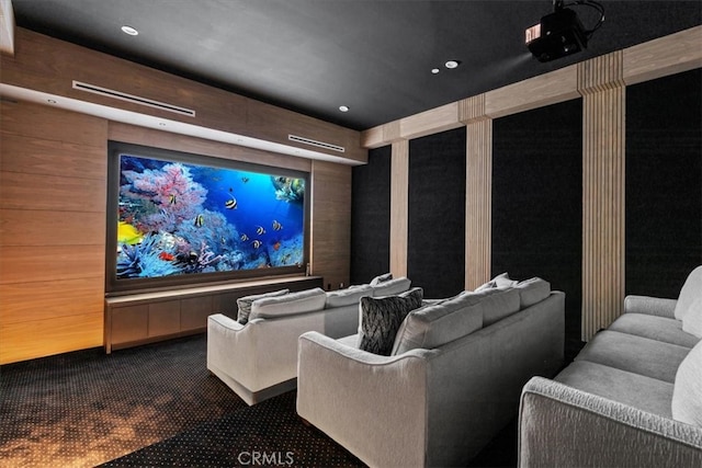 cinema with dark colored carpet