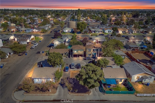 view of aerial view at dusk