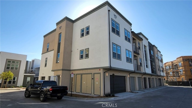 view of building exterior featuring a garage