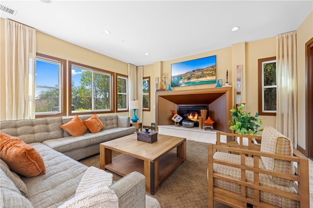 living room featuring carpet flooring