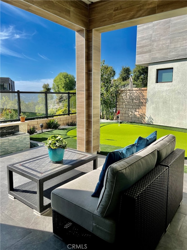 view of patio / terrace with an outdoor living space