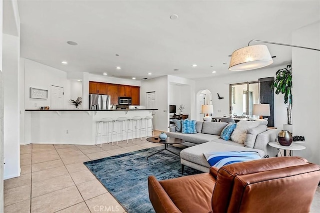 view of tiled living room