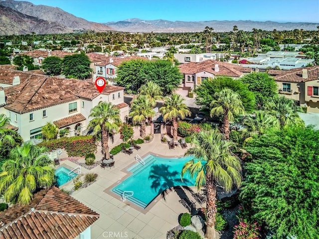 aerial view featuring a mountain view