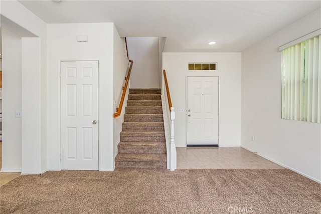 35375 Trevino Trl, Beaumont, CA 92223 - staircase featuring carpet floors, recessed lighting, and baseboards