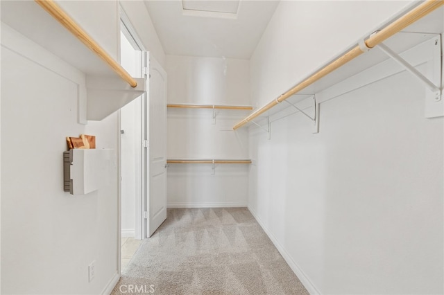 spacious closet with light colored carpet