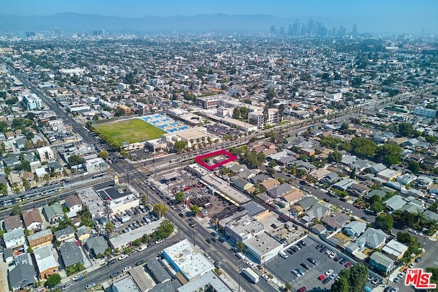 drone / aerial view with a mountain view