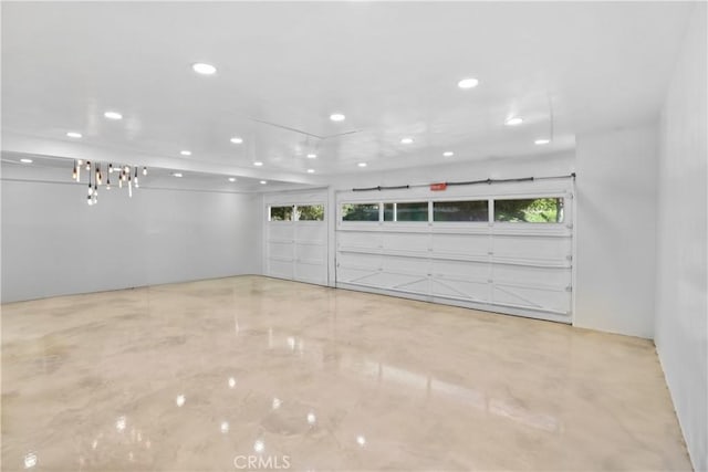 garage with recessed lighting