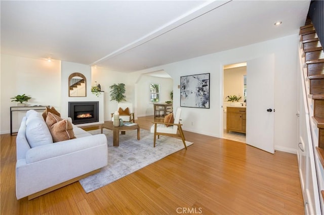 living room with light wood-type flooring