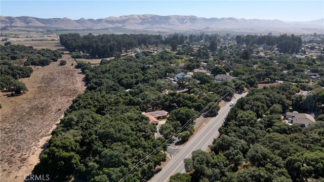 drone / aerial view featuring a mountain view