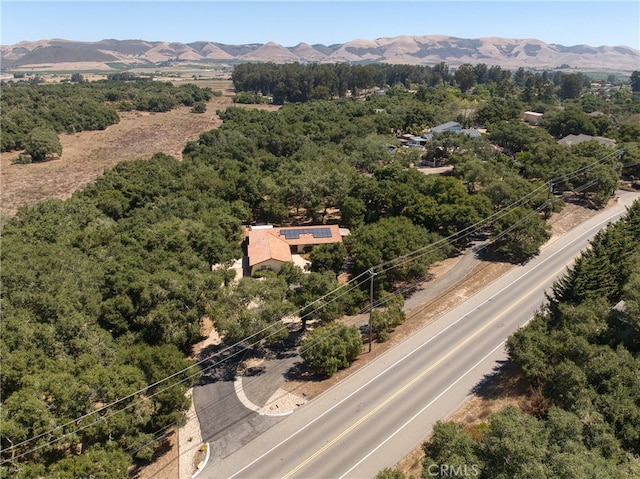 bird's eye view with a mountain view