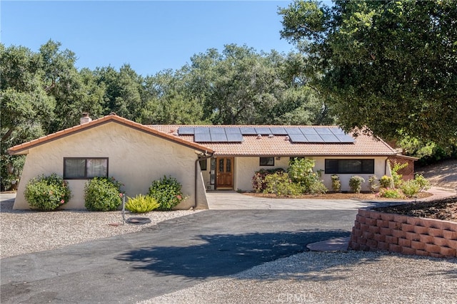 view of front of home with solar panels