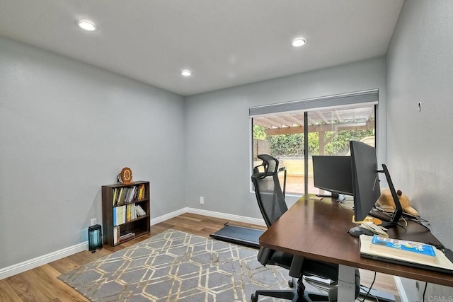 office space featuring hardwood / wood-style flooring