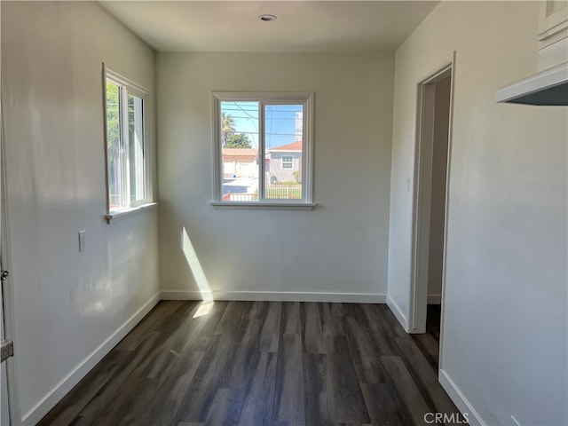 empty room with dark wood-type flooring