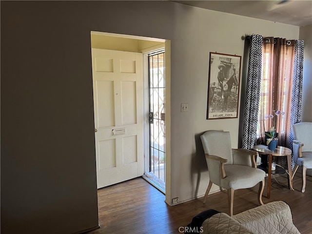 entryway with dark wood-type flooring