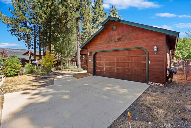 garage with a mountain view