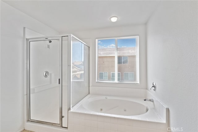 bathroom with plus walk in shower