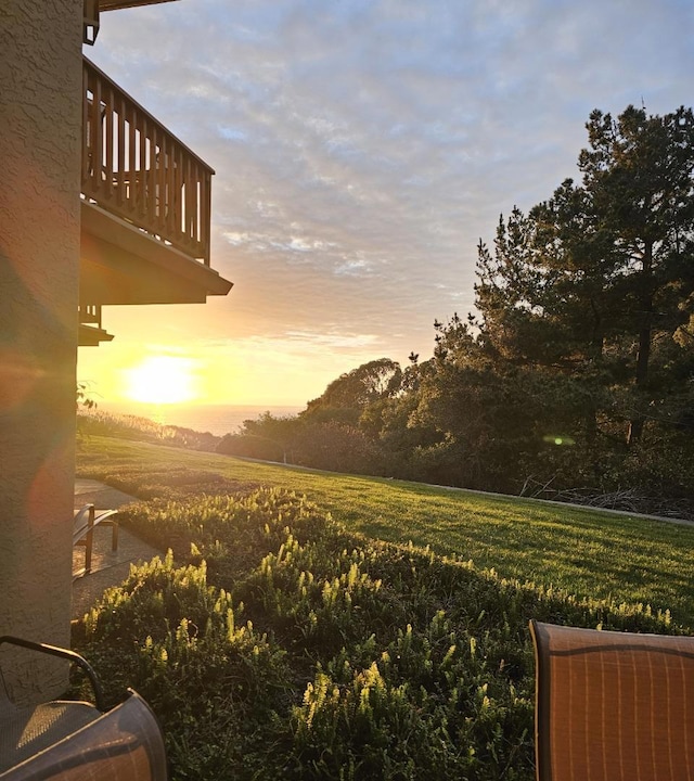 view of yard at dusk