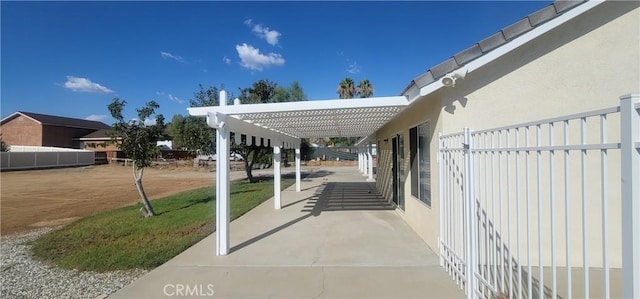 view of patio / terrace featuring a pergola