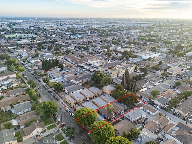 view of aerial view at dusk