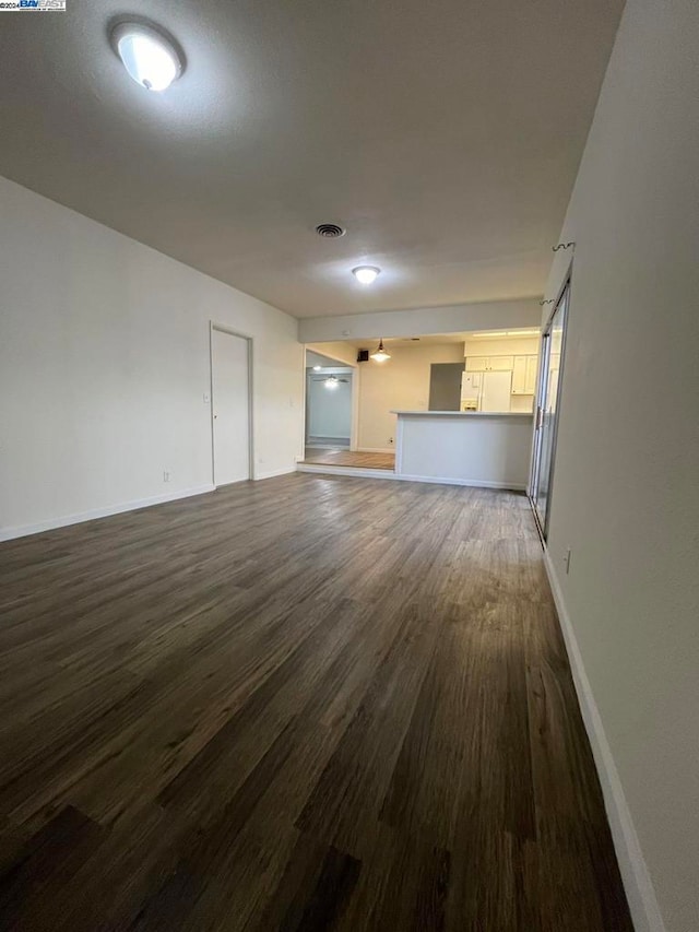 unfurnished living room featuring dark hardwood / wood-style floors