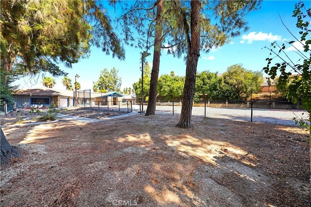 view of yard featuring a garage