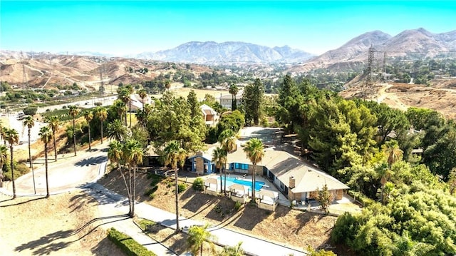 aerial view with a mountain view