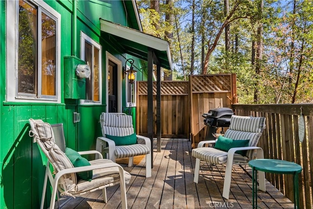 deck featuring grilling area